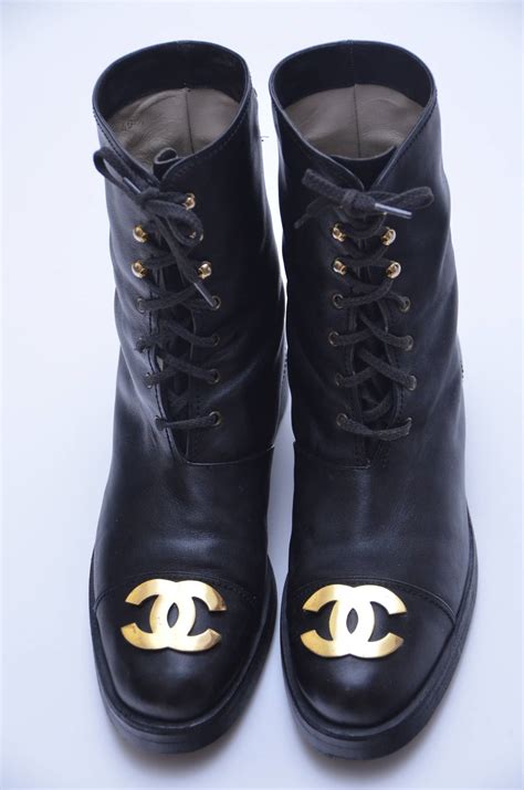 black and white chanel combat boots|vintage chanel combat boots.